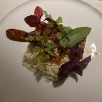 “Salmon” daikon radish with cauliflower couscous and jerk sauce at Cookies Cream in Berlin