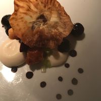 Blueberry and celery dessert  at Cookies Cream in Berlin
