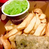 Small chips, to-fish and mushy peas at Simpsons in Stroud