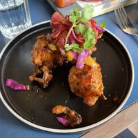 Vegan sweetcorn fritters   at Turtle Bay in East London