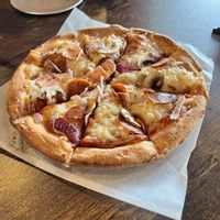 So legit vegan pizza exploding with flavor   at Pythagoras Conscious Food Philosophy in Houston