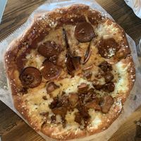 Annoying vegan pizza  at Pythagoras Conscious Food Philosophy in Houston