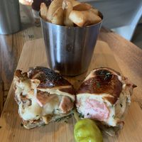 Chicken carbonara sandwich   at Pythagoras Conscious Food Philosophy in Houston