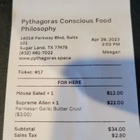  at Pythagoras Conscious Food Philosophy in Houston