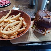 Falafel burger at Pythagoras Conscious Food Philosophy in Houston