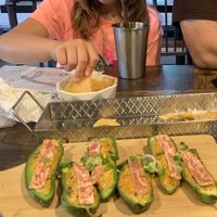 Jalapeño poppers and queso   at Pythagoras Conscious Food Philosophy in Houston