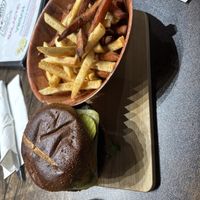 The pretzel buns here are unreal and the Kabob Koobideh patty is delicious. I’ll be dreaming about this burger. And the sweet potato fries are perfect!  at Pythagoras Conscious Food Philosophy in Houston