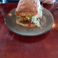Veggie burger at motherduck in Goolwa