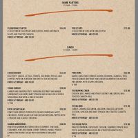 Lunch menu at motherduck in Goolwa