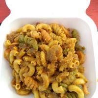 Cajun shrimp mac'n cheese at Sassy's Vegetarian Soul Food in Austin