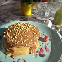 Pancakes with choco sauce at Kat's Kitchen Brunch Club in Split