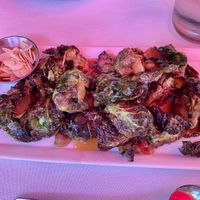 Brussels sprouts starter with almonds on the side per request 😋   at Luna Red in San Luis Obispo