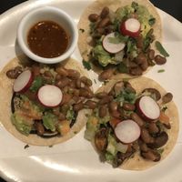 Vegan mixed tacos (1 eggplant, 1 mushroom, 1 nopales) at La Botana in Winston-salem