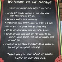 Sign at entrance  at La Botana in Winston-salem