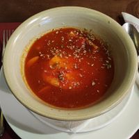 Sopa de tomate com ovo escalfado at Adega Regional in Elvas