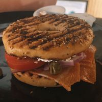 vegan lox bagel at Drunken Monkey Coffee Bar in Orlando