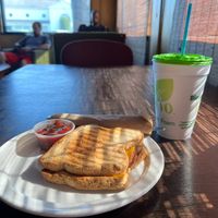 SXSW- vegan southwest sausage patty and vegan cheese on gluten-free bread at Drunken Monkey Coffee Bar in Orlando