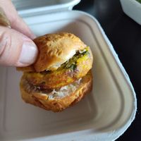 Just Egg Biscuit (vegan), small but just $5.10 and tasty at Drunken Monkey Coffee Bar in Orlando