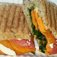 Sweet potato sandwich with vegan cheese, this was amazingly good at Drunken Monkey Coffee Bar in Orlando