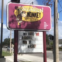 Outside sign at Drunken Monkey Coffee Bar in Orlando