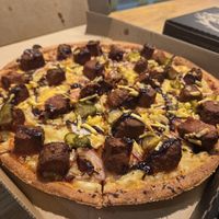 Burger pizza at Hell Pizza in Christchurch