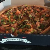 Vegan pizza at Hell Pizza in Christchurch