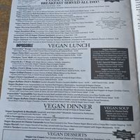 Dedicated Vegan Menu at Colony Diner in Wallingford