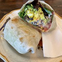 Spinach Florentine wrap with tofu.  at GOOD Place in Wellington