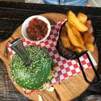 Vegan burger at Earthbound Bolton in Eltham