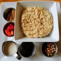 Oatmeal with maple syrup and almond milk substitutes at Ruby's Kitchen in Mccall