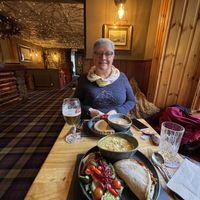Lunch flatbreads and soup wi salad 👍  at Whistlefield Inn in Dunoon