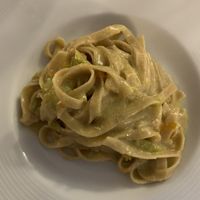 Fettucini with pumpkin flowers and cashew cream at Q'4rt in Rome