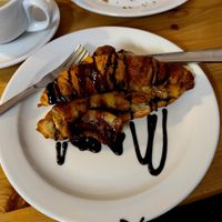 Sweet filled croissant with banana and chocolate cream #Veganuary at The Sly Fox in Edinburgh