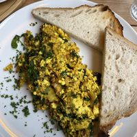 The tofu scramble with spinach (super creamy, delicious!)   at The Sly Fox in Edinburgh