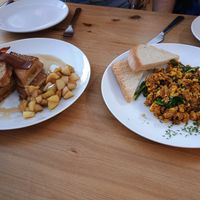 The French Toast, with fruit. Scrambled tofu. Both really tasty. at The Sly Fox in Edinburgh