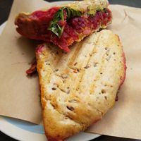Beetroot tofu panini, delicious!!! at KIRAS - Pylimo in Vilnius