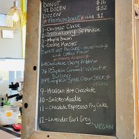 Menu with vegan options marked  at Brewnuts in Cleveland