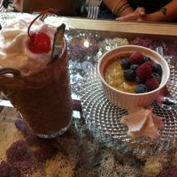 Dessert: Peanut chocolate shake and Crème Brulée 🥰🥰🥰 at Byczyn in Poznan