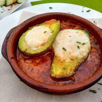 Avocado scalloped with vegan mozzarella at Spiral in Nerja