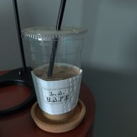 Large latte with oat milk that was excellent at LA Cafe in Los Angeles