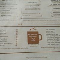 drinks menu at Bajo Bakery in 