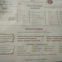 food menu at Bajo Bakery in 