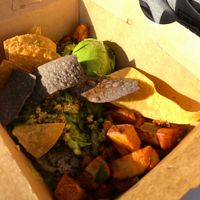 Vegan Huevos Rancheros to go at Sunny Point Cafe in Asheville