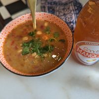 Peanut lentil soup at Mandy's in Montreal