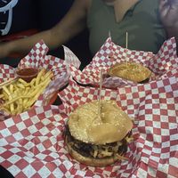 Western and teriyaki burger and fries  at Osoyami Bar and Grill in Honolulu