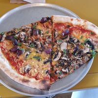 BIG $5 vegan slices....really enjoyable! at Vinci's Pizza in Napier