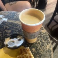 Pumkin, ginger oat milk latte   at Steel City Coffeehouse and Brewery in Phoenixville