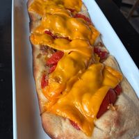 Seitan Flatbread w/ Vegan Cheese at Steel City Coffeehouse and Brewery in Phoenixville