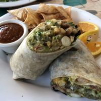 Great food at Saturn! Black bean burrito with nachos at Saturn Cafe in Santa Cruz