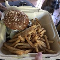 Vegan ranch burger  at Saturn Cafe in Santa Cruz